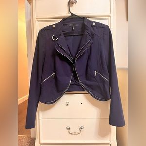 Navy Blue Jacket with Zipper Accents from White House Black Market (Size 10)